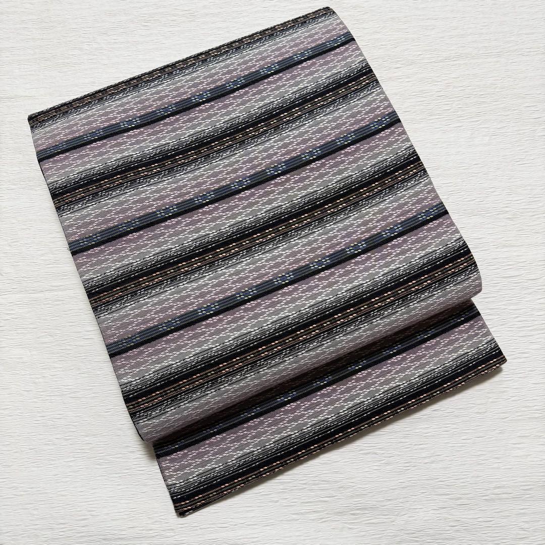 m-61 花織 袋帯 正絹 六通 美品