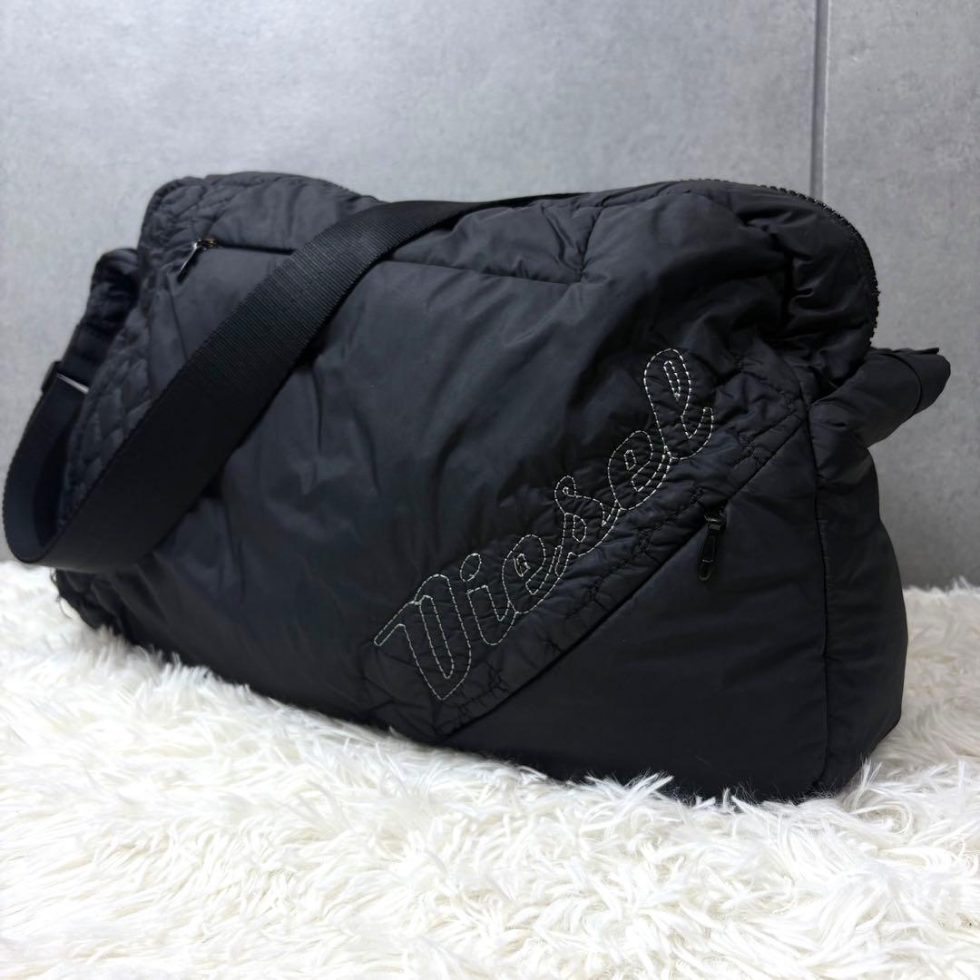 【希少】ディーゼル Y2K ショルダーバッグ ボストン 2way ロゴ刺繍 黒