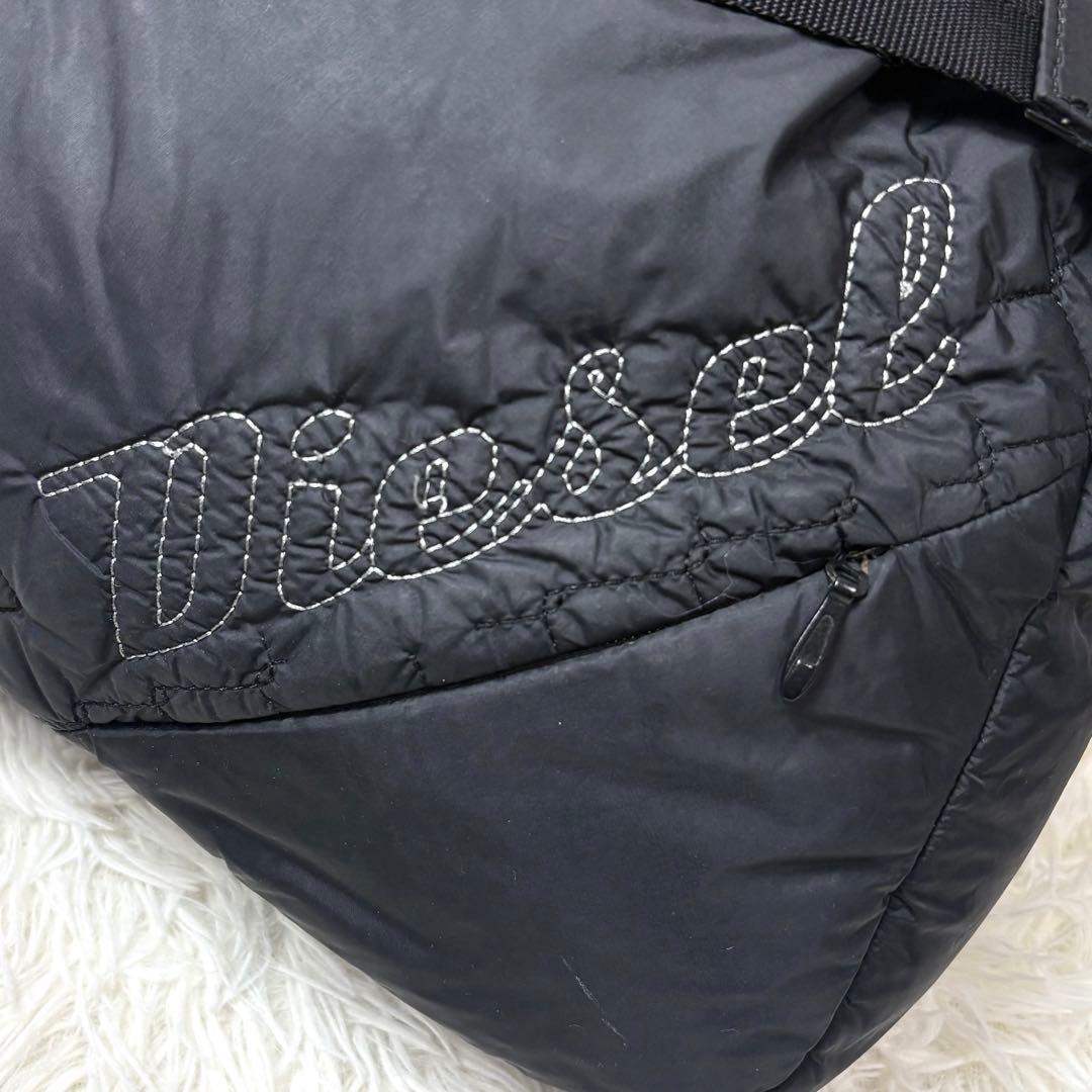 【希少】ディーゼル Y2K ショルダーバッグ ボストン 2way ロゴ刺繍 黒