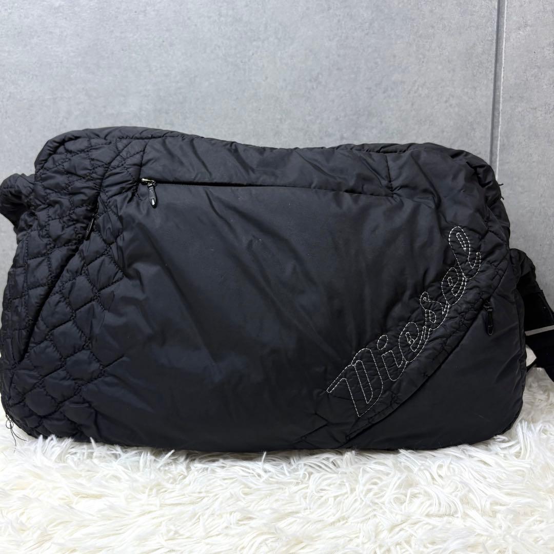 【希少】ディーゼル Y2K ショルダーバッグ ボストン 2way ロゴ刺繍 黒