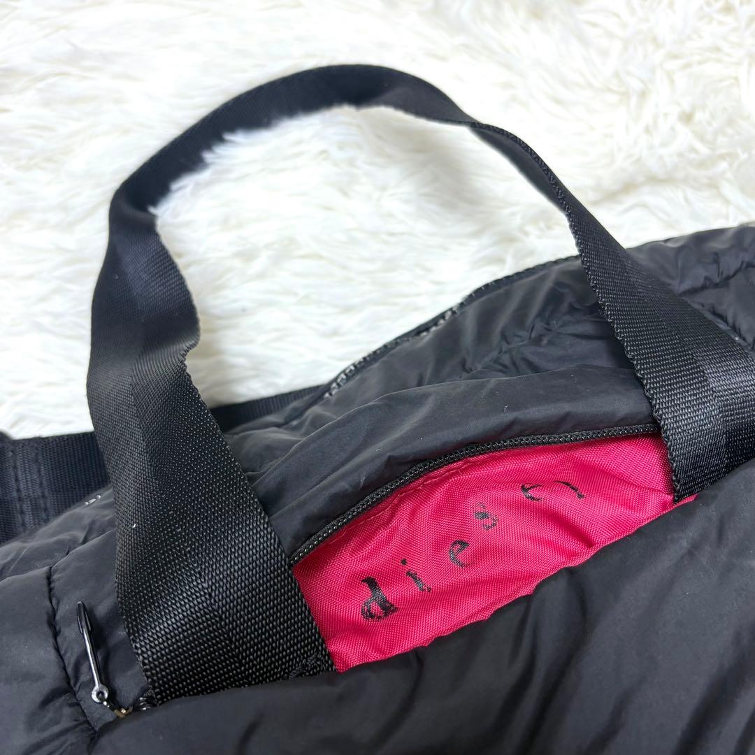 【希少】ディーゼル Y2K ショルダーバッグ ボストン 2way ロゴ刺繍 黒