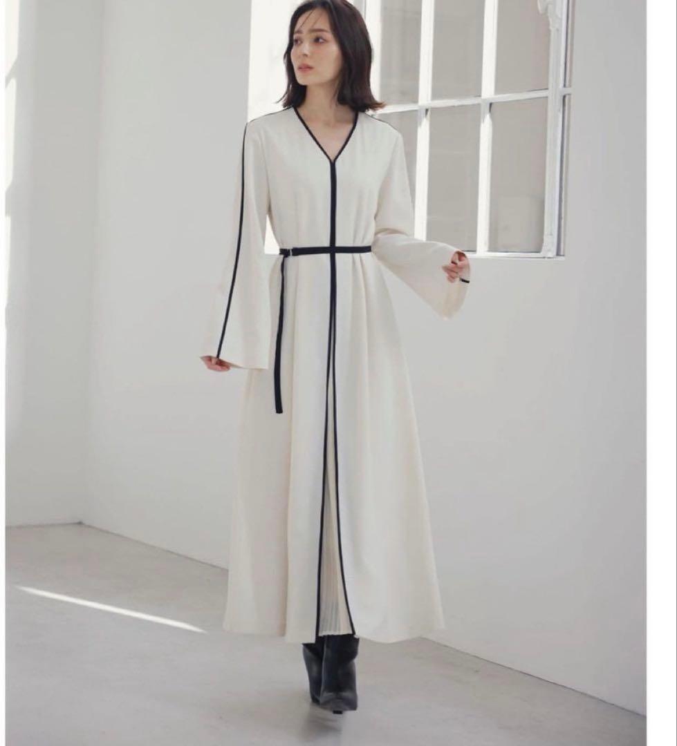 【早い者勝ち】anuans バイカラーパイピングロングスリーブワンピース