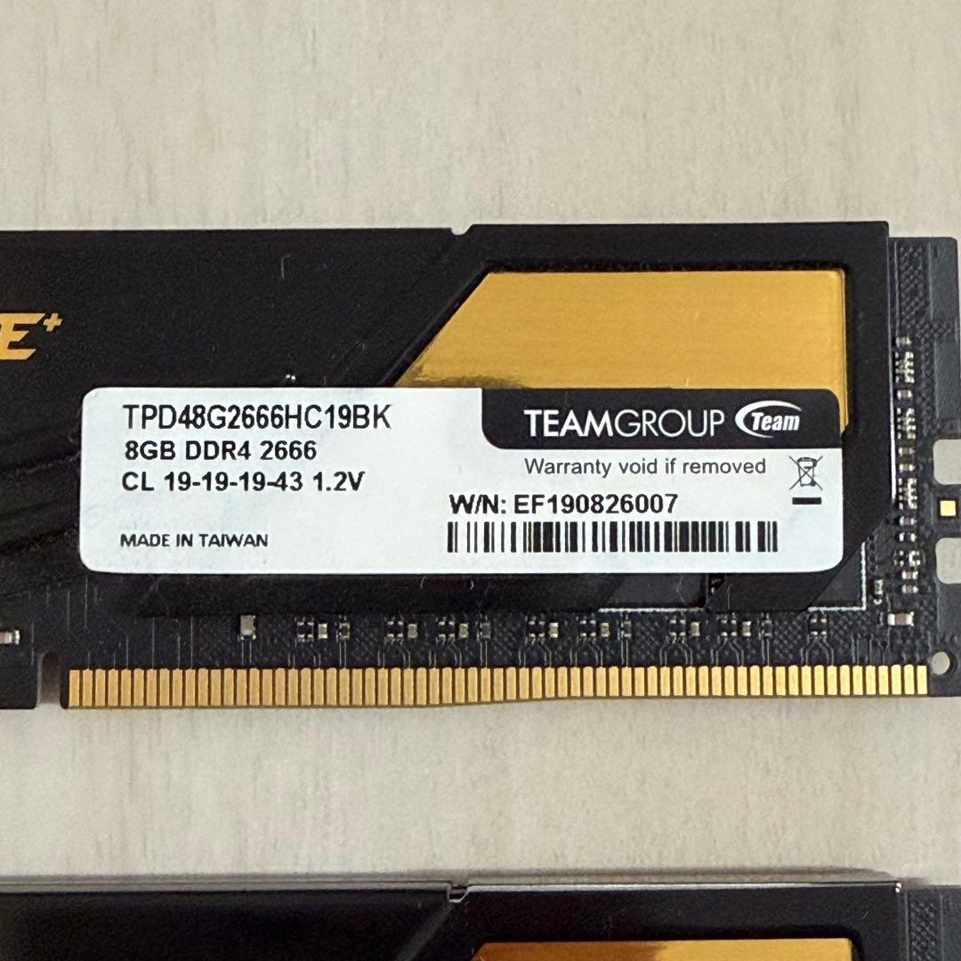 TEAM製メモリ 8GB×2 16GB DDR4 2666