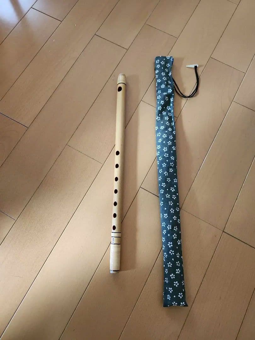 美品　お囃子笛　横笛　田舎笛 竹製 専用ケース付き