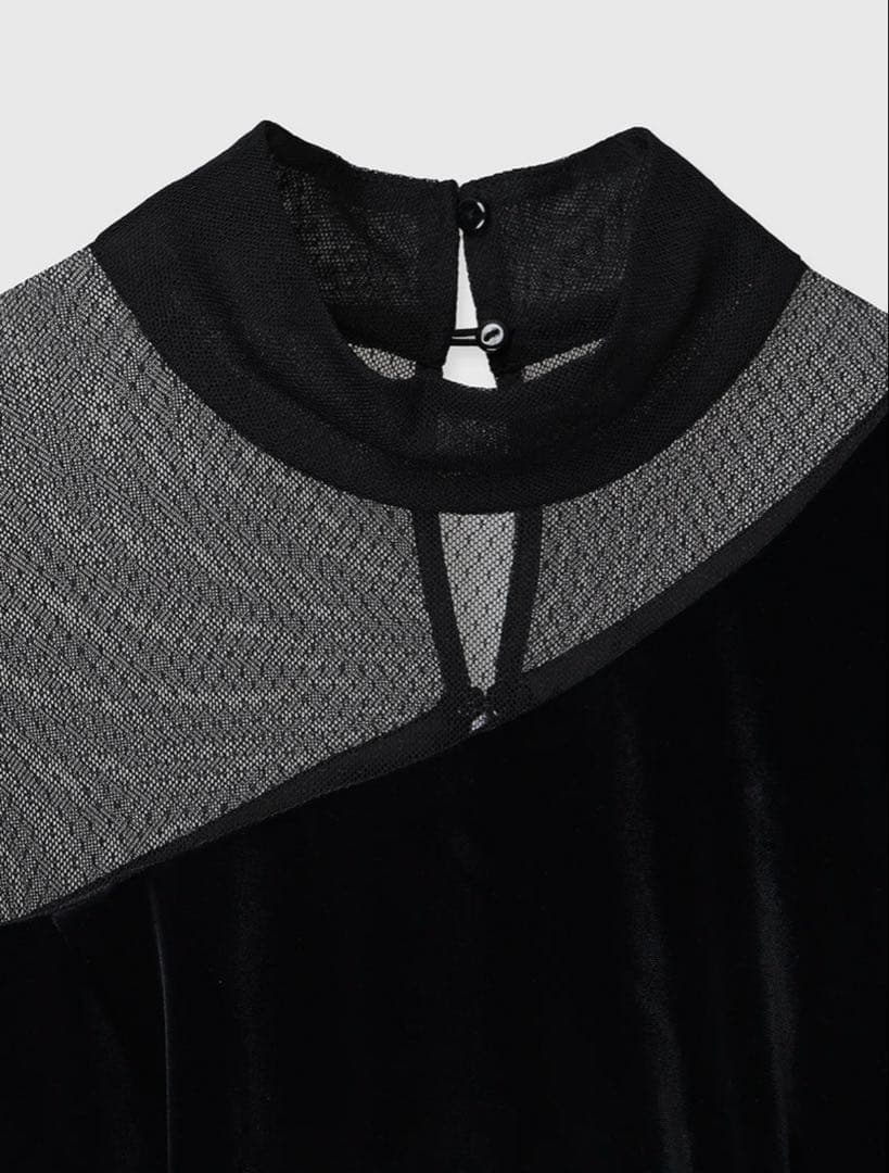 【新品未使用】anuans シアーコンビタイトワンピース　ブラックS 1サイズ