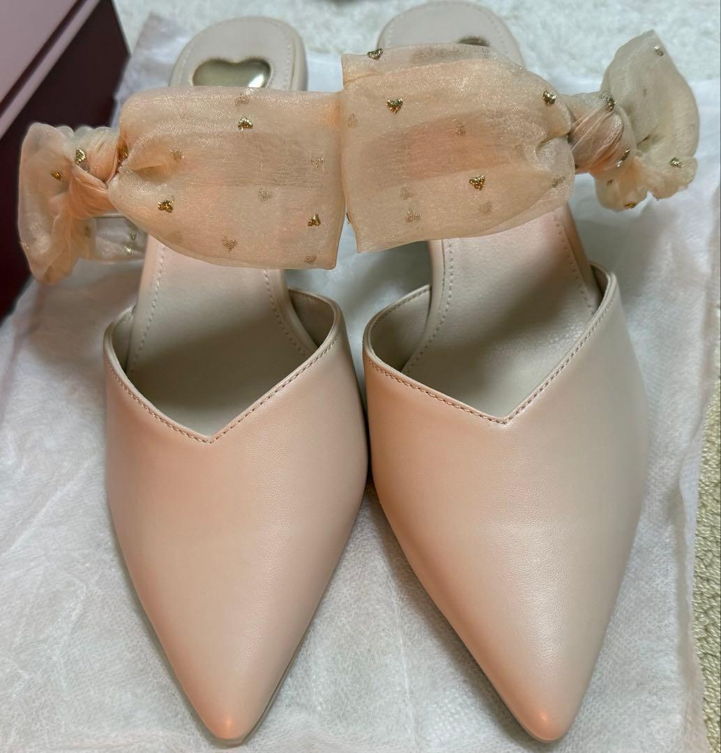 RANDA Heart Collection シアーリボンミュールパンプス　新品
