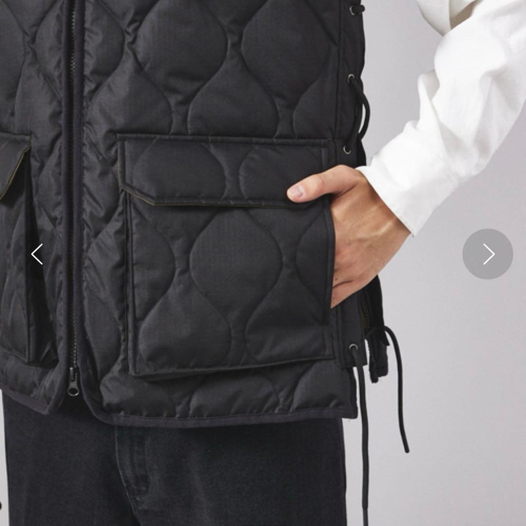 TAION タイオン　体温 Vネックレースアップダウンベスト　ブラック　黒　L