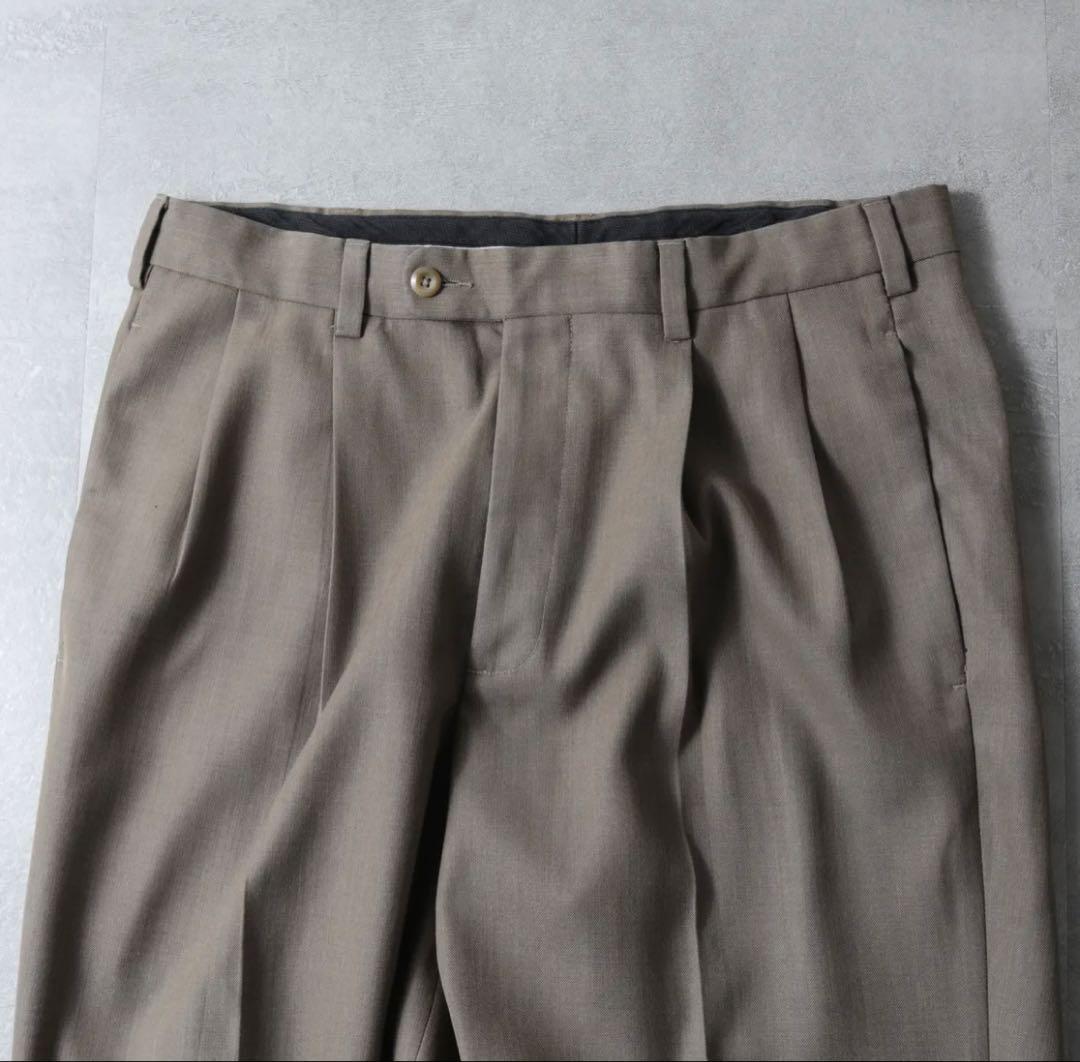 【落ち感◎】Perry Ellis 2タックスラックス W33L30 グレージュ