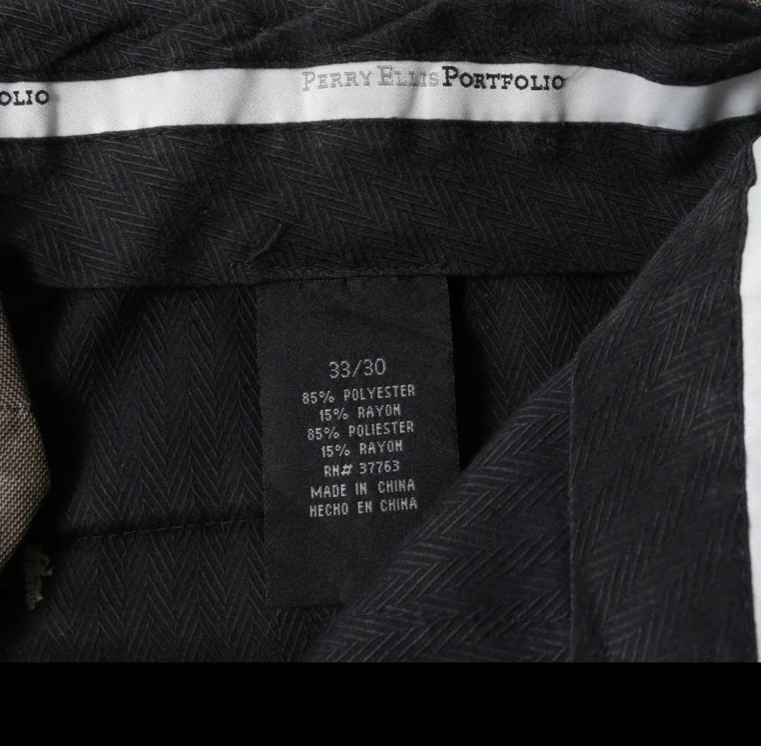 【落ち感◎】Perry Ellis 2タックスラックス W33L30 グレージュ