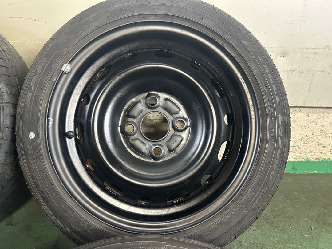 165/55R14バリ山14×6J 4H +45 鉄ホイールセット　軽カー