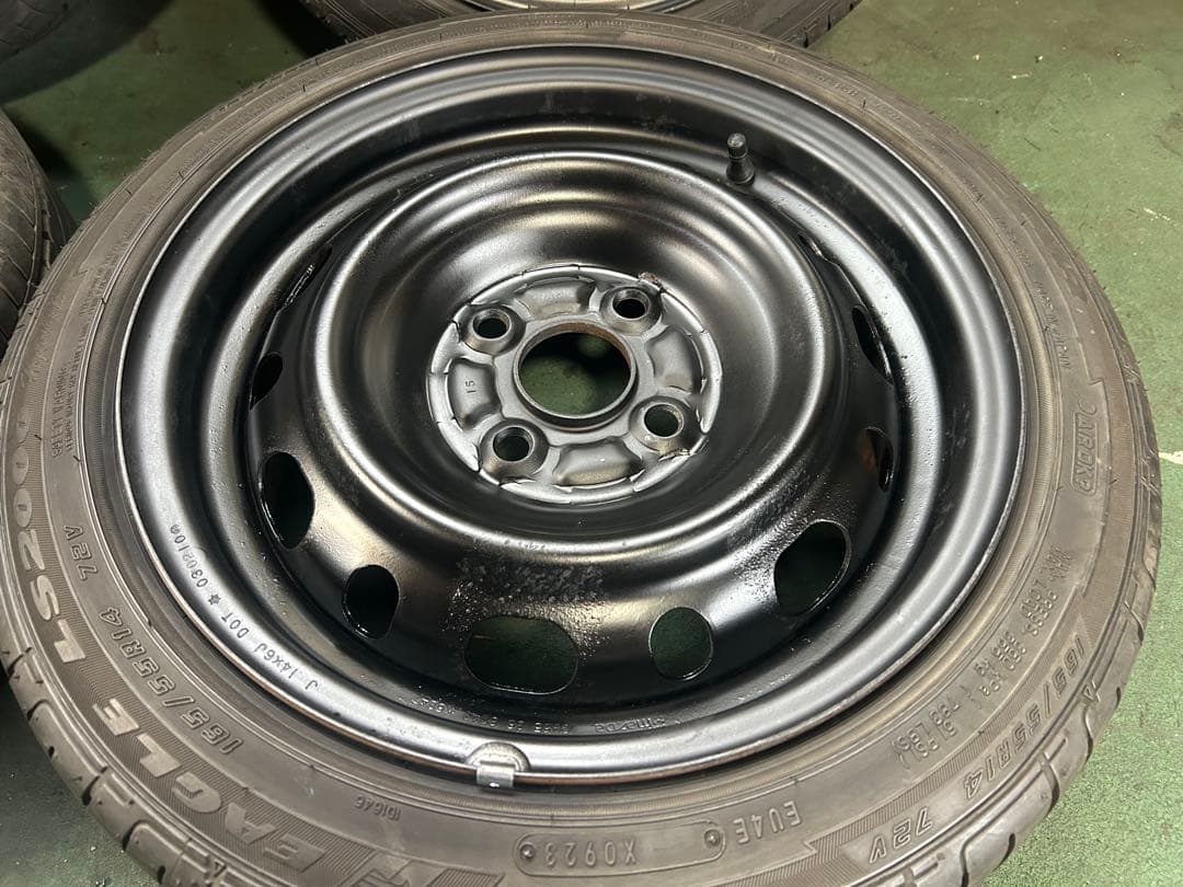 165/55R14バリ山14×6J 4H +45 鉄ホイールセット　軽カー