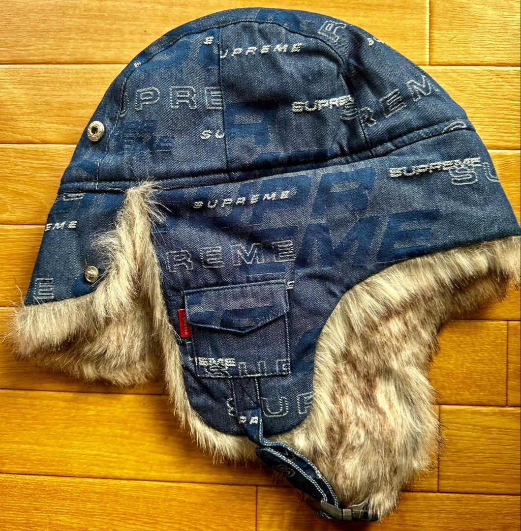 SUPREME デニムフライトキャップ ネイビー