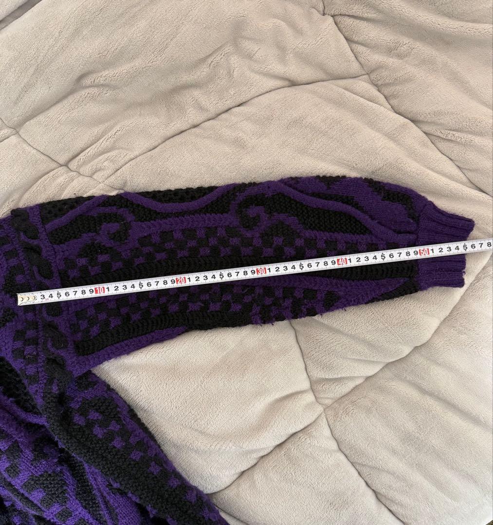 ficce モックネックハンドニットセーター 紫・黒　サイズLくらい