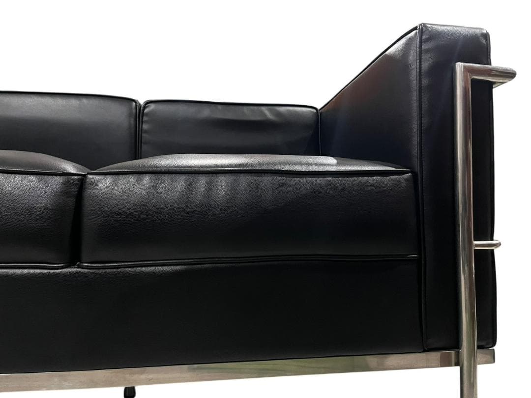 ◇大塚家具 ル・コルビジェ LC2 リプロダクト ソファ ブラック 3シーター