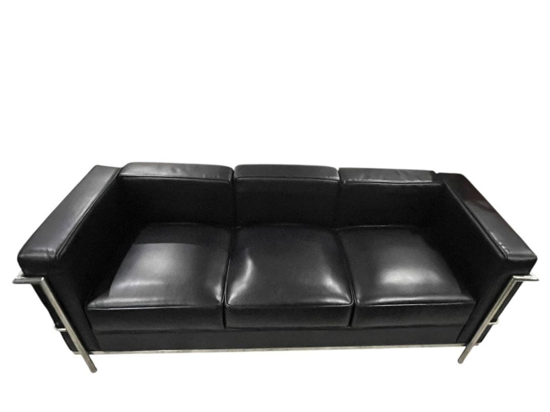 ◇大塚家具 ル・コルビジェ LC2 リプロダクト ソファ ブラック 3シーター