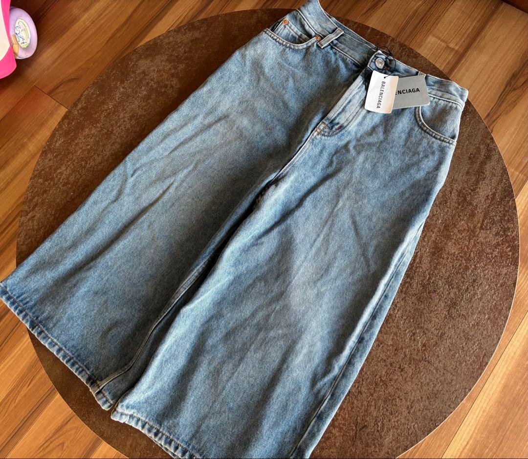 【美品】バレンシアガ ワイドデニム ミドル丈