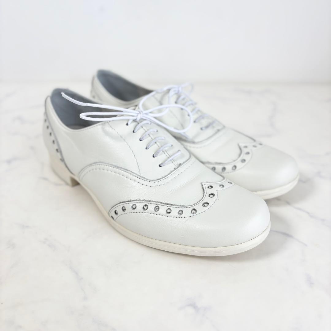 美品 ショセ 37 TR-004 ウイングチップ レザーシューズ ホワイト
