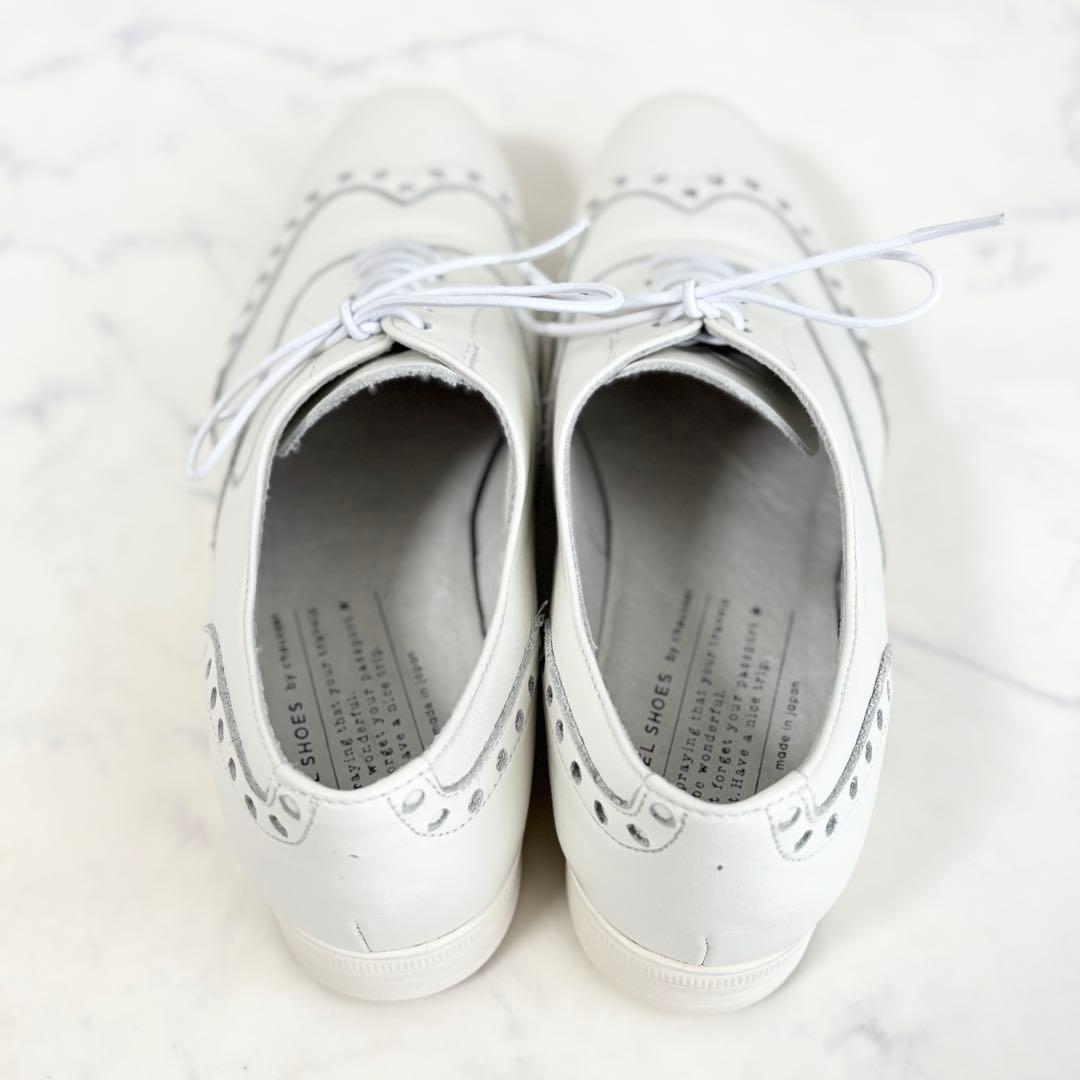 美品 ショセ 37 TR-004 ウイングチップ レザーシューズ ホワイト