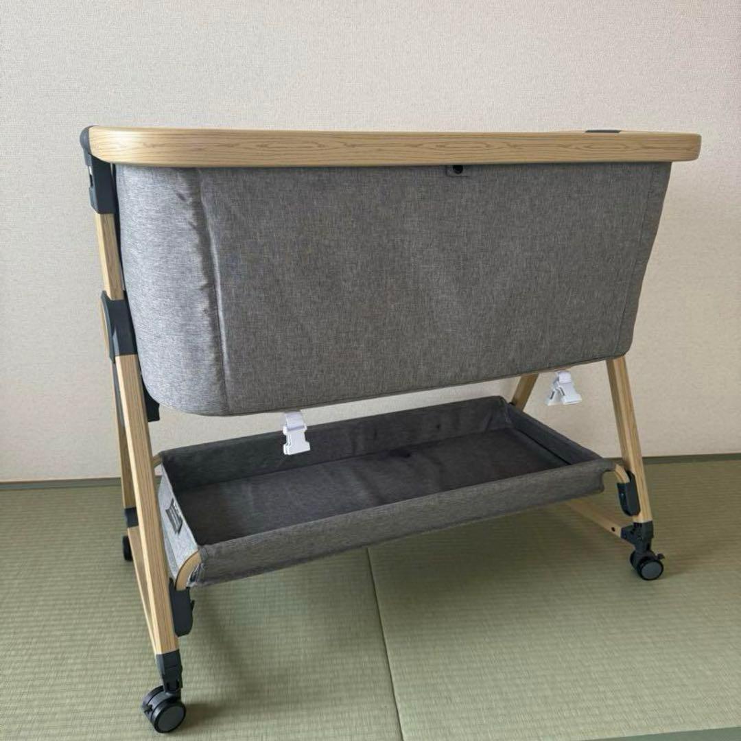 HZDMJ ベビーベッド ゆりかご 蚊帳付き 高さ調節可