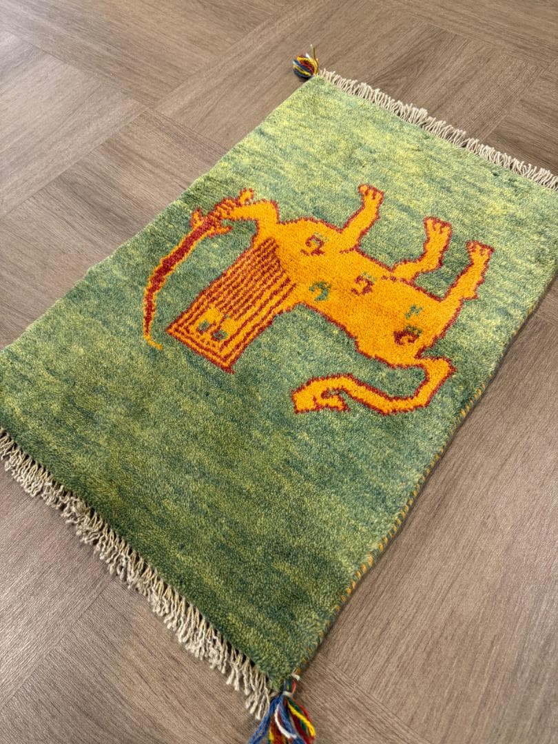 ギャッベ 76x51cm ペルシャ絨毯 手織り ギャベ 玄関マットラグ 絨毯