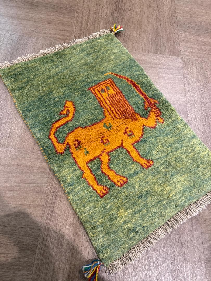 ギャッベ 76x51cm ペルシャ絨毯 手織り ギャベ 玄関マットラグ 絨毯