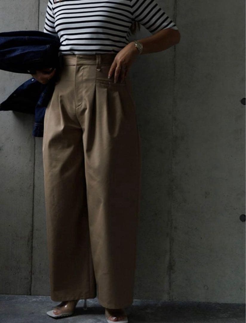 新品未使用タグ付T. japan tuck chino pants-38ベージュ