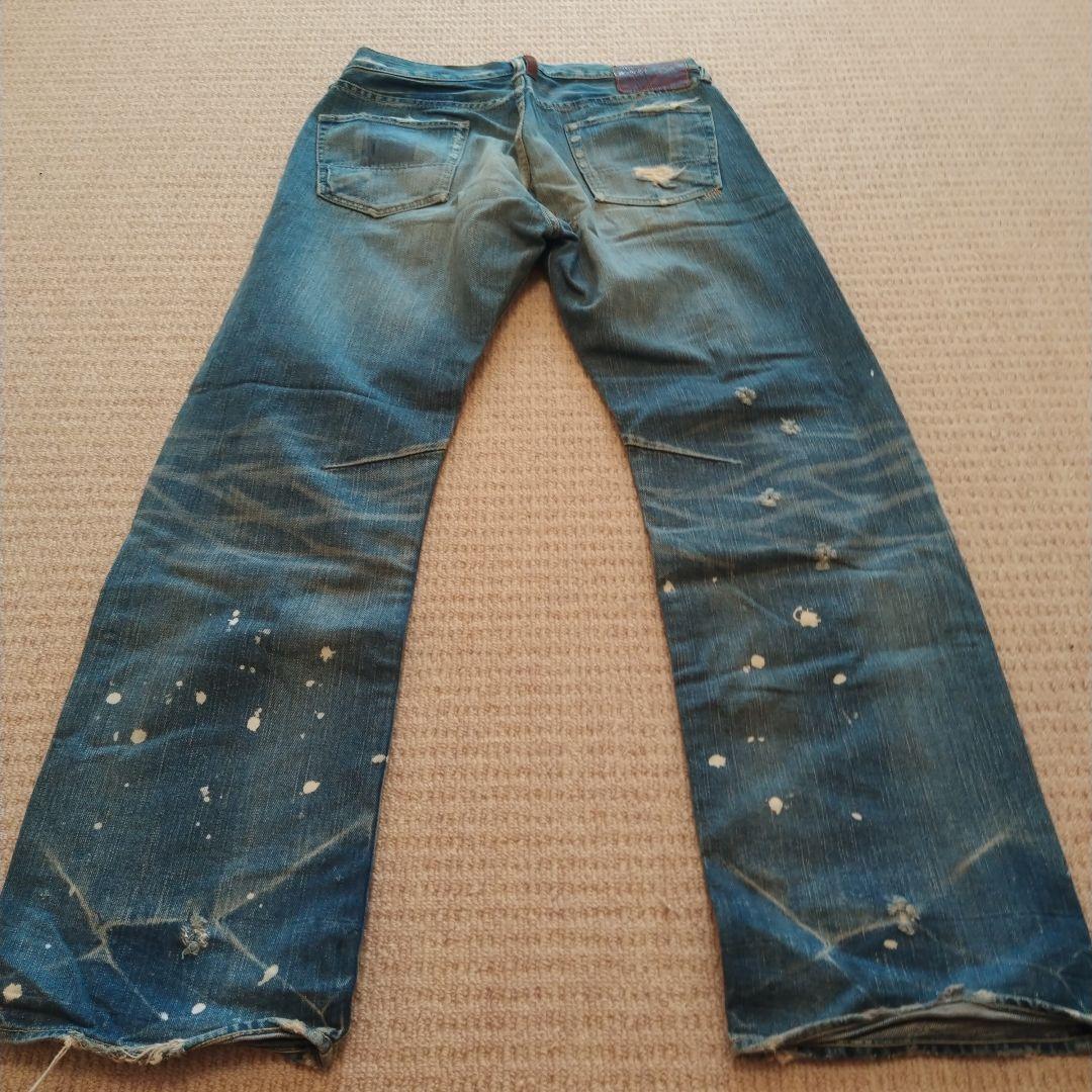 PRPS ダークブルー 34 デニムパンツ ペイント加工　evisu