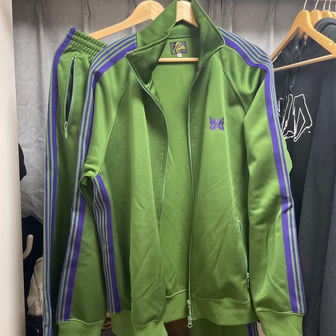 グリーン 紫ストライプ ジャージセット