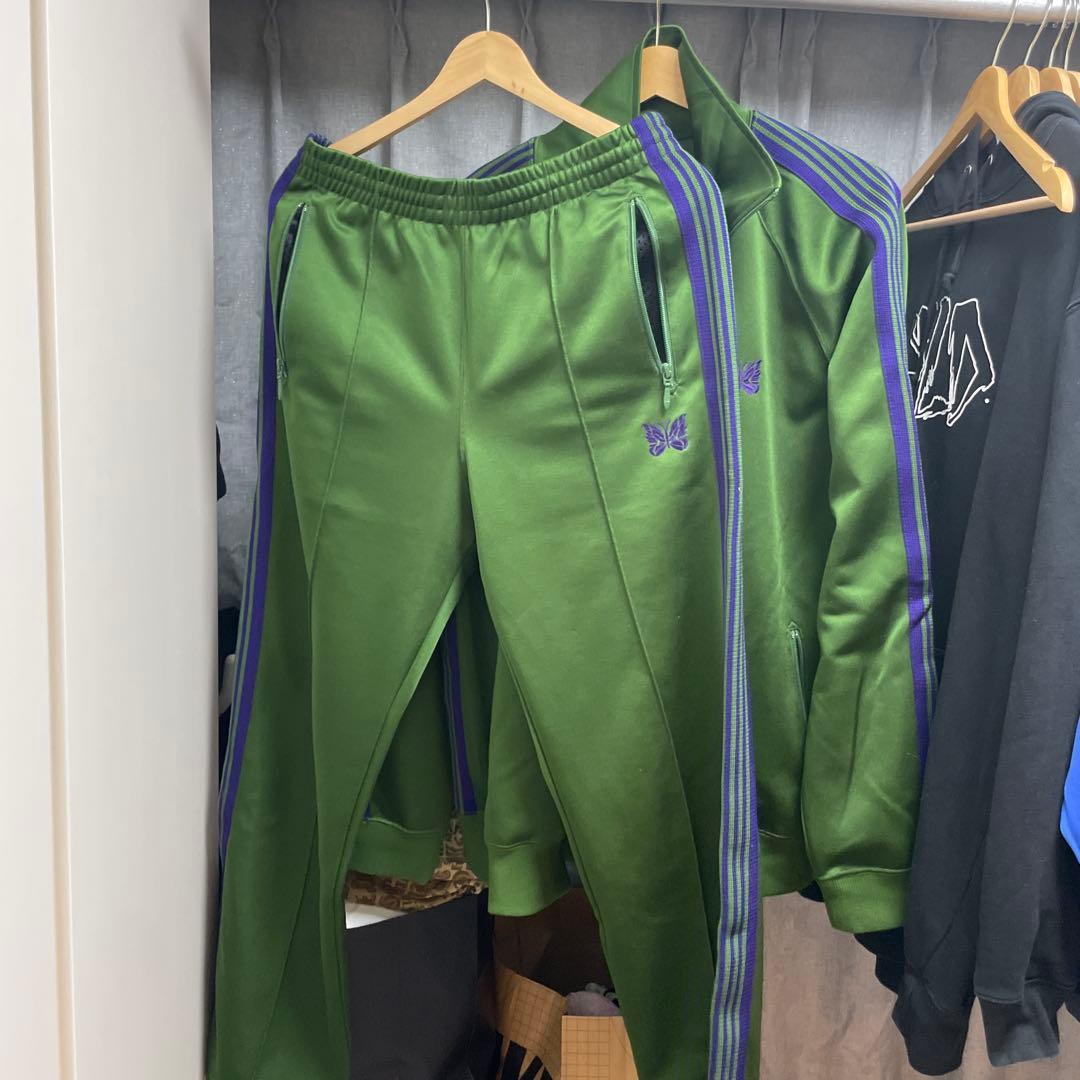 グリーン 紫ストライプ ジャージセット