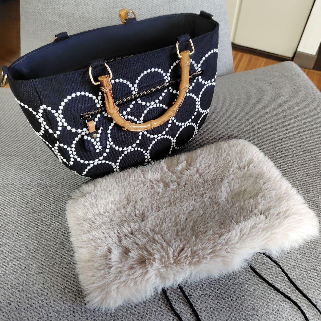 ミナペルホネン　被せファー　ハンドメイドバック