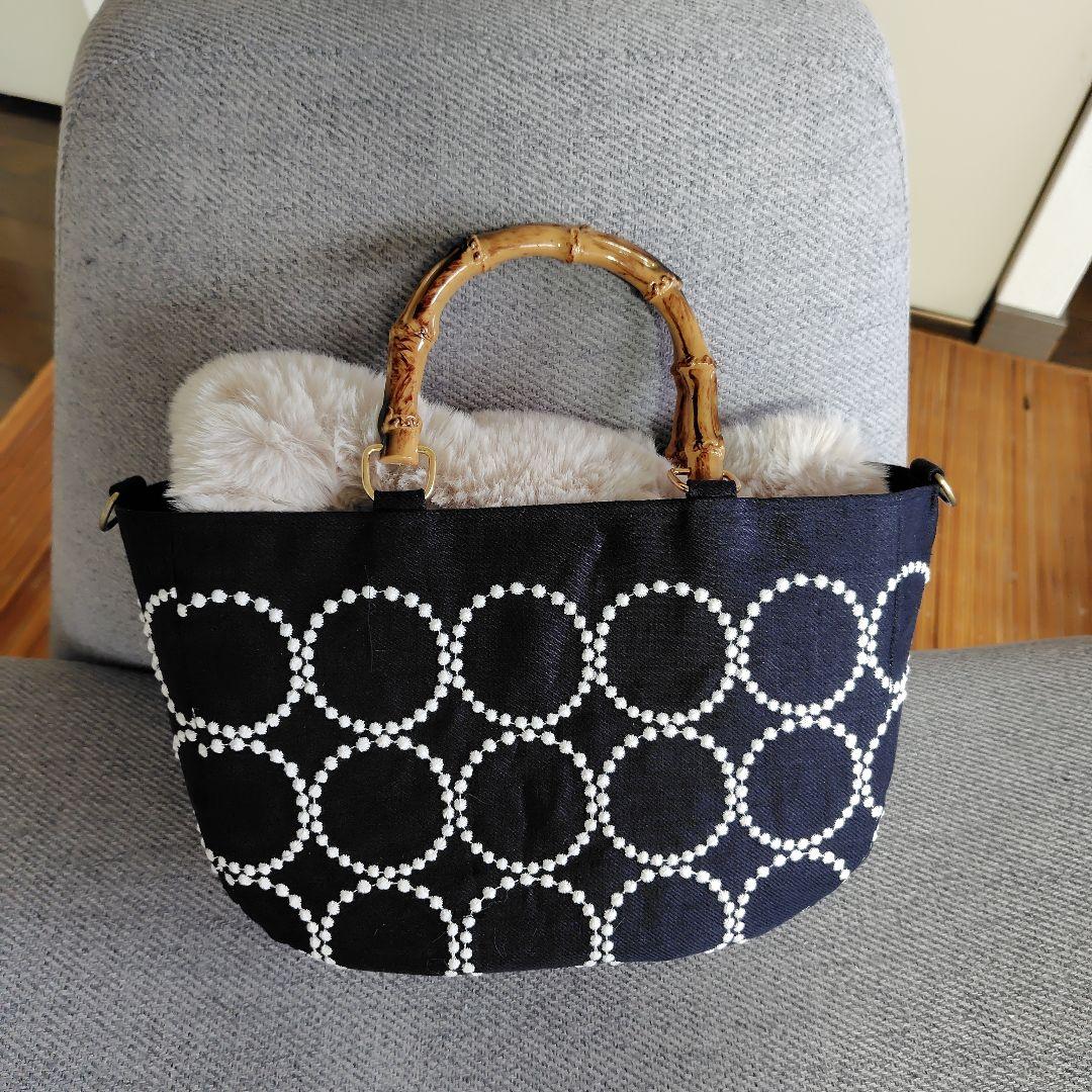 ミナペルホネン　被せファー　ハンドメイドバック