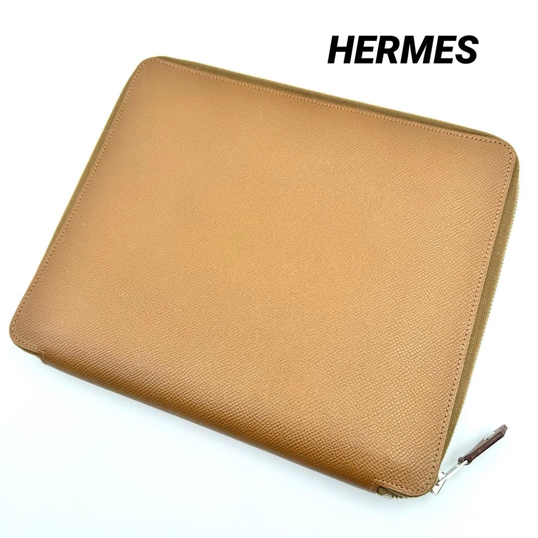 美品✨HERMES エルメス　タブレットケース　ブラウン　レザー