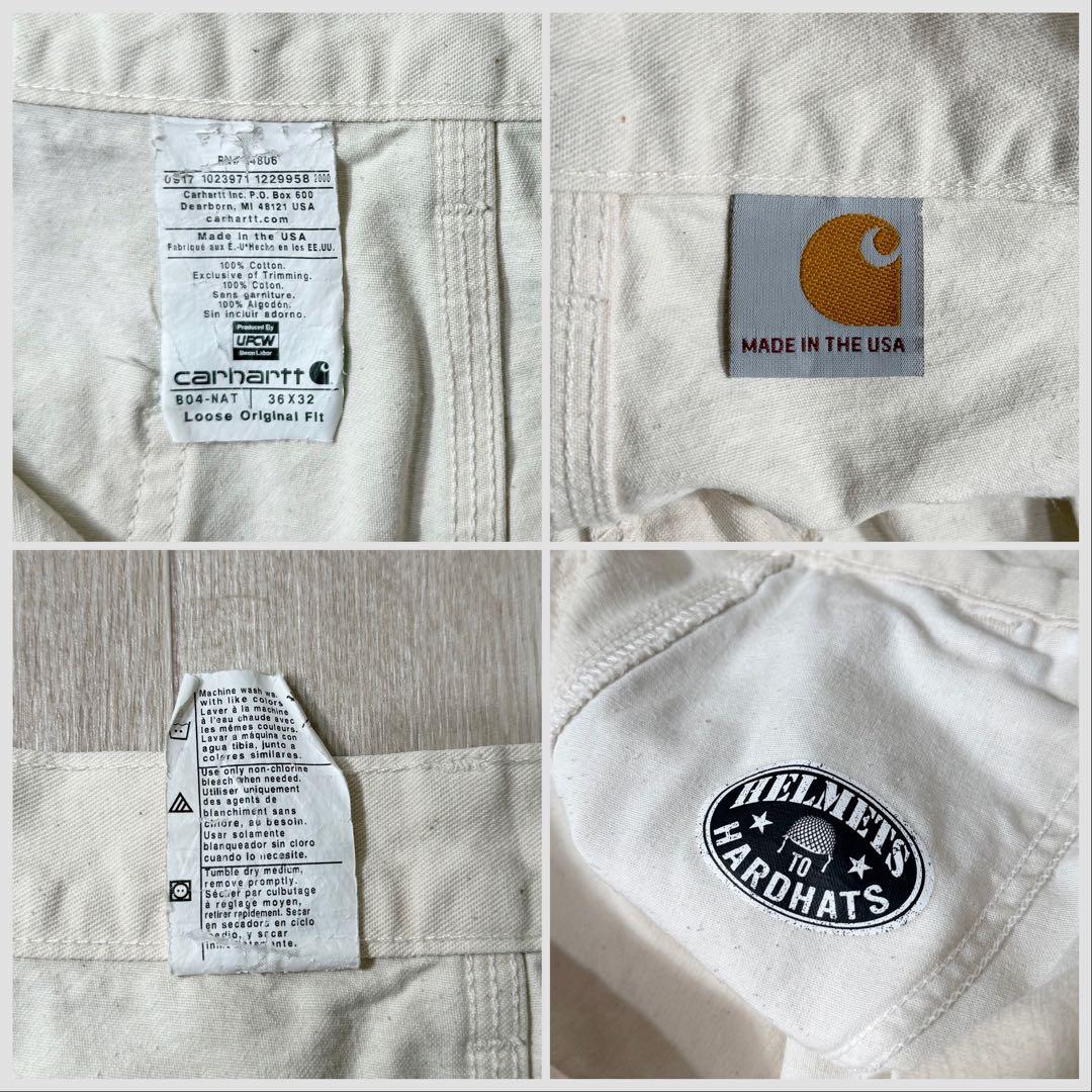 USA製！Carhartt カーハート ダブルニー ダックパンツ 生成り W36