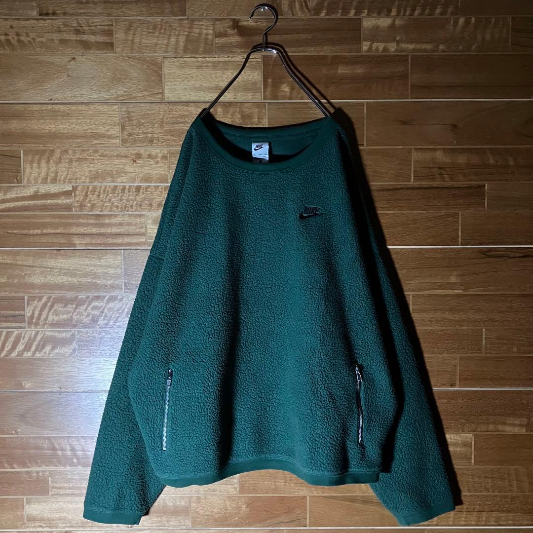 【希少】NIKE ボアスウェット　ゆるダボ　厚手　太アーム　緑　黒　白　XXL