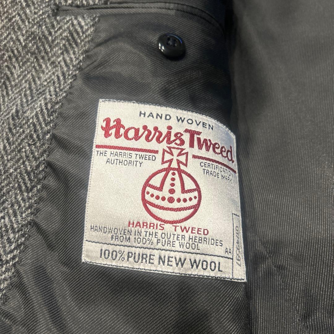 【新品】ハリスツイード／FACE MIX ヘリンボーン ジャケット グレー L