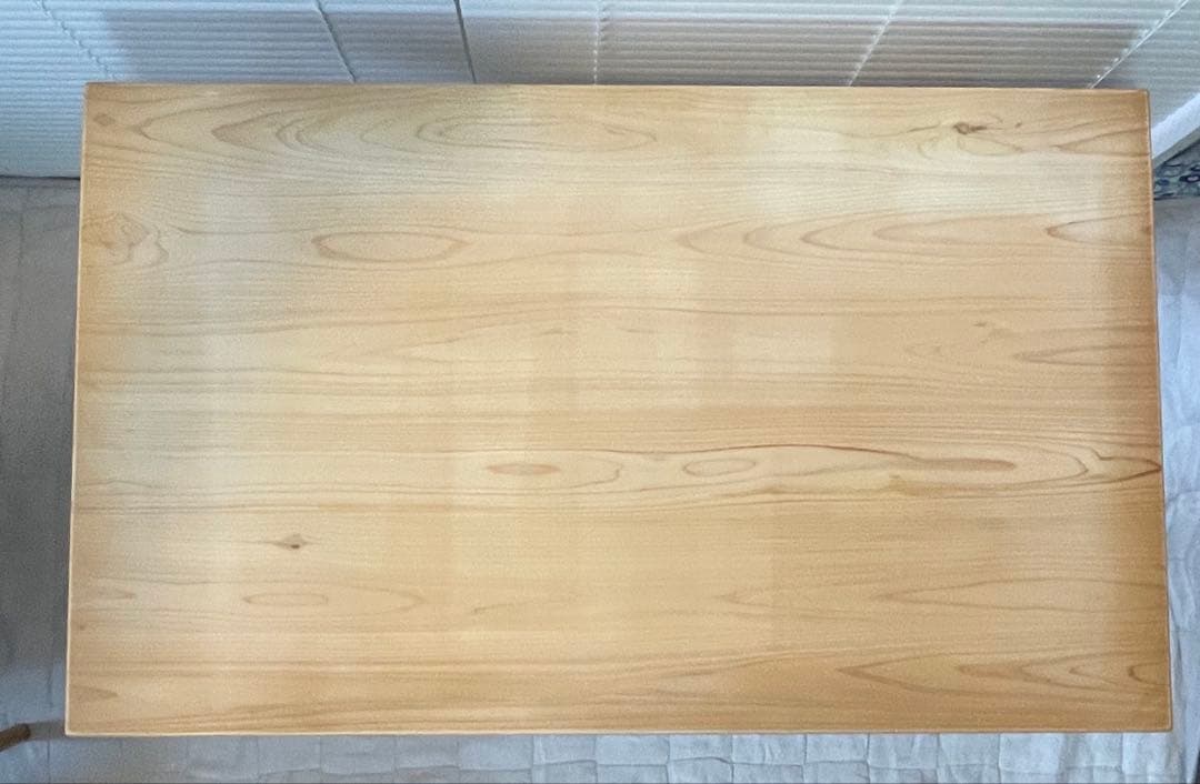 xyl(キシル) 2本脚デスク 国産ひのき無垢材　引き出しつき