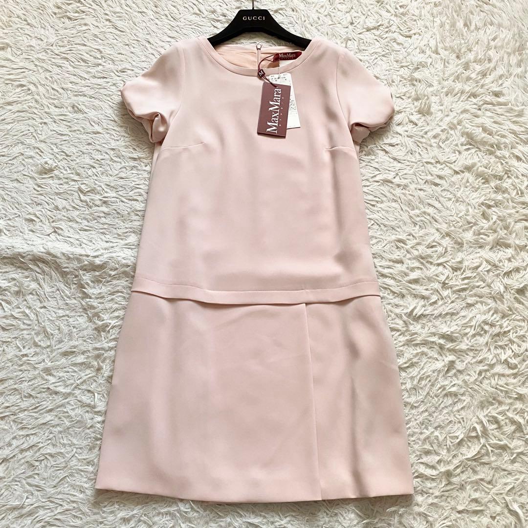 新品■マックスマーラ　フレンチスリーブ　ひざ丈ワンピース　ピンク　大きいサイズ
