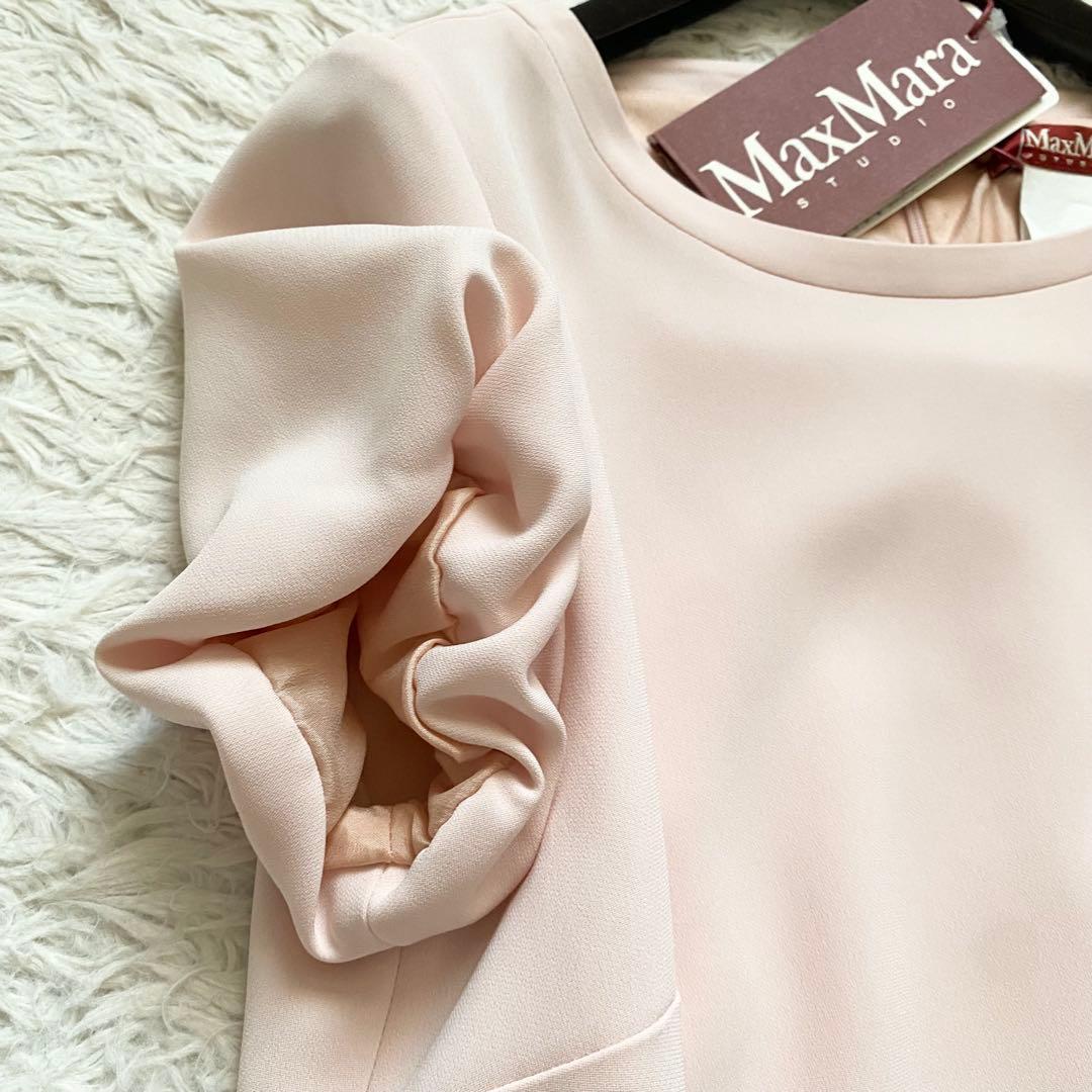 新品■マックスマーラ　フレンチスリーブ　ひざ丈ワンピース　ピンク　大きいサイズ