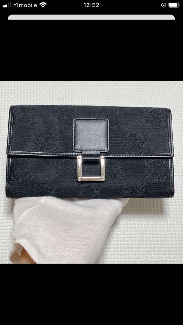未使用　LOEWE ロエベ　長財布　キャンバス×レザー　黒　ブラック　箱付き