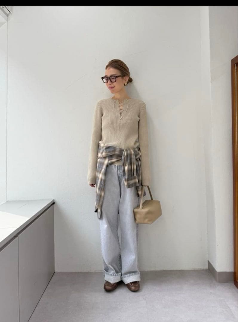 新品タグ付きウィムガゼット　チェックシャツ　グレー