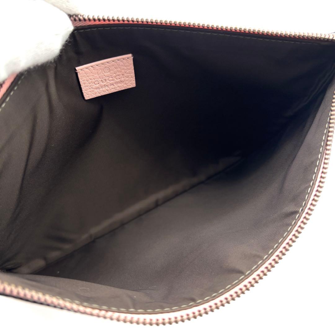 未使用保管品 グッチ クラッチバッグ レザー 本革 ビー Bee ロゴ ピンク