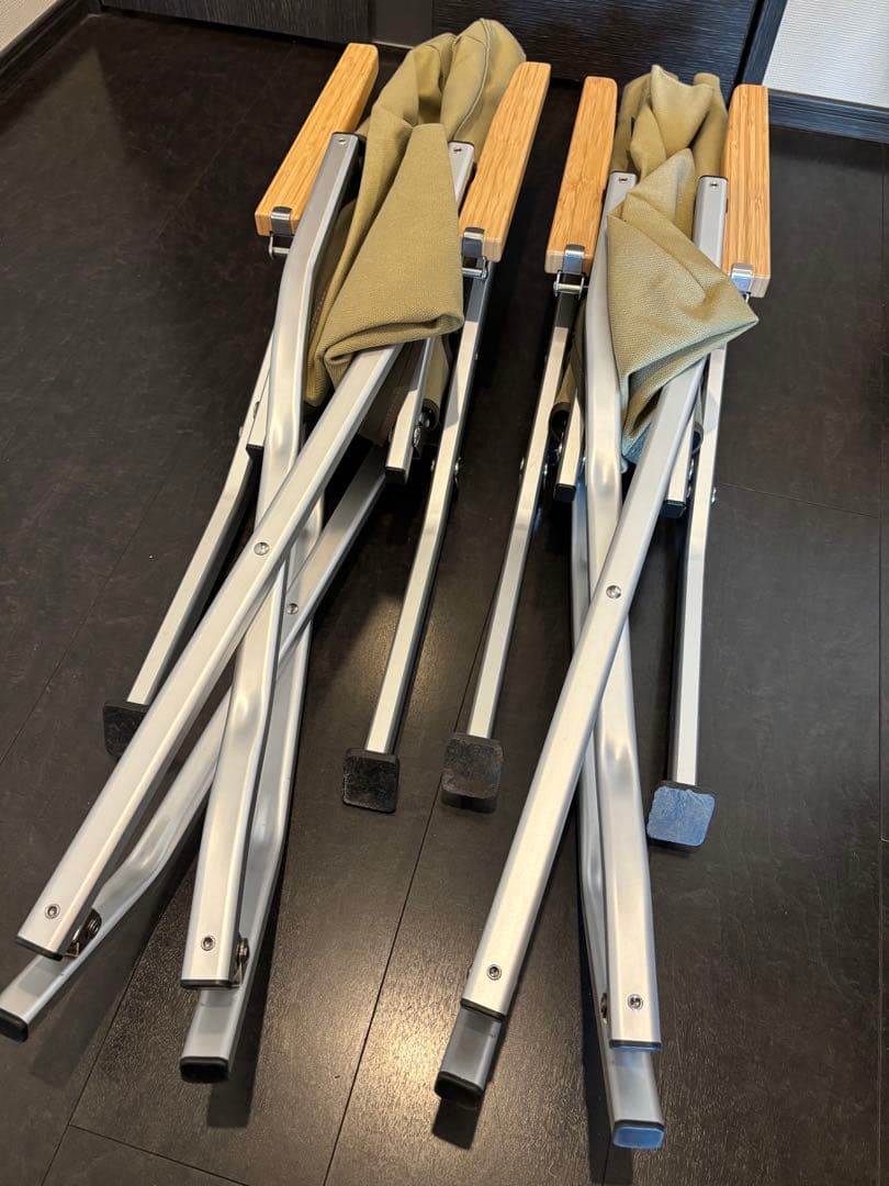 スノーピークローチェア30 カーキ色2個セット　羊毛皮ファー付き