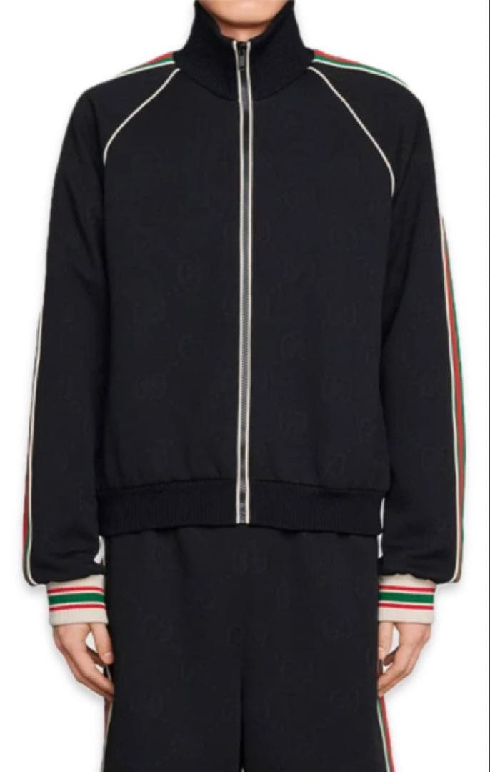 GUCCI GGジャカードモノグラムトラックジャケット・パンツ　セットアップ　黒