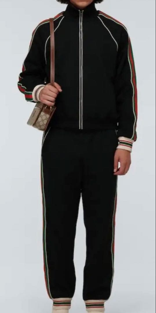 GUCCI GGジャカードモノグラムトラックジャケット・パンツ　セットアップ　黒