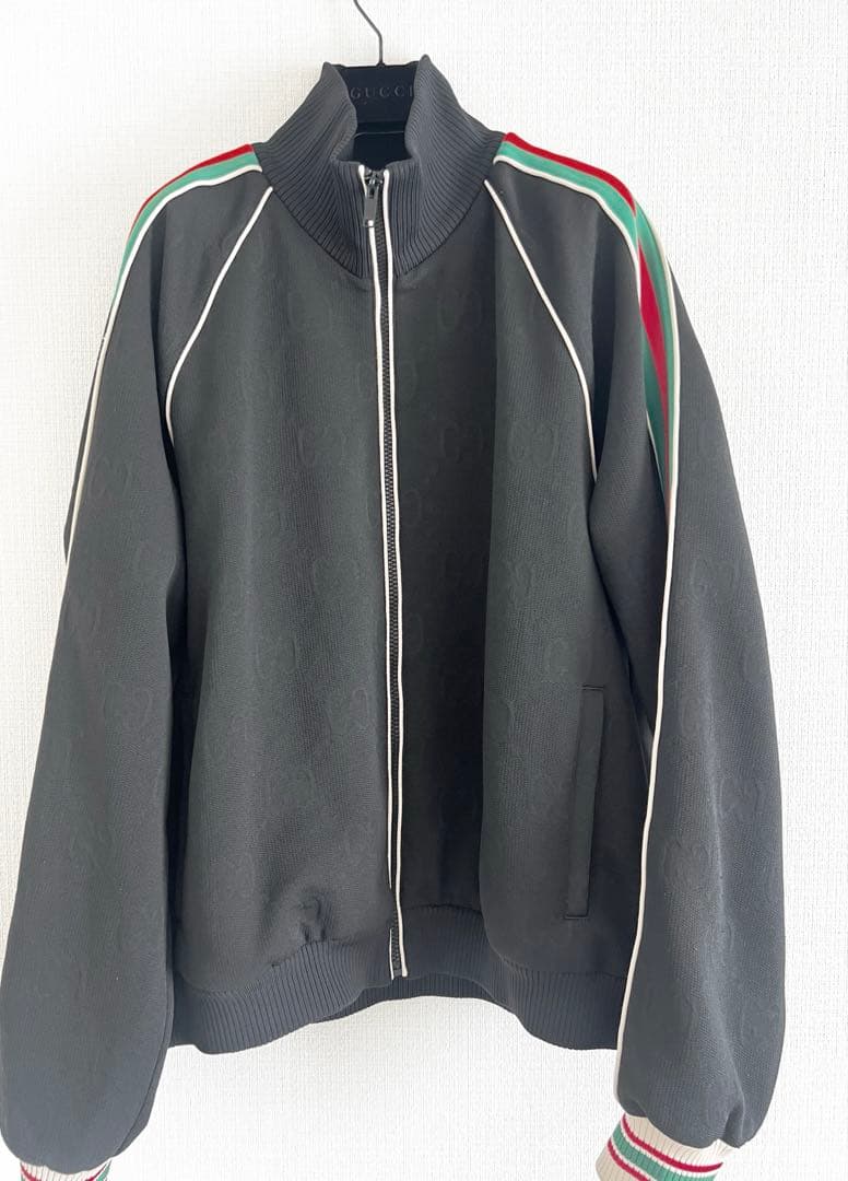 GUCCI GGジャカードモノグラムトラックジャケット・パンツ　セットアップ　黒