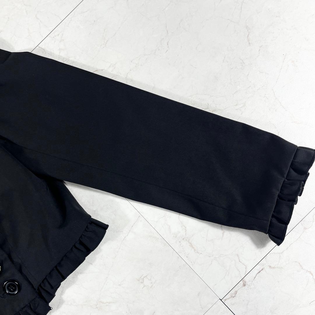 ✨美品 ブラックピースナウ ハート襟フリル リボン ショート丈 ダブルジャケット