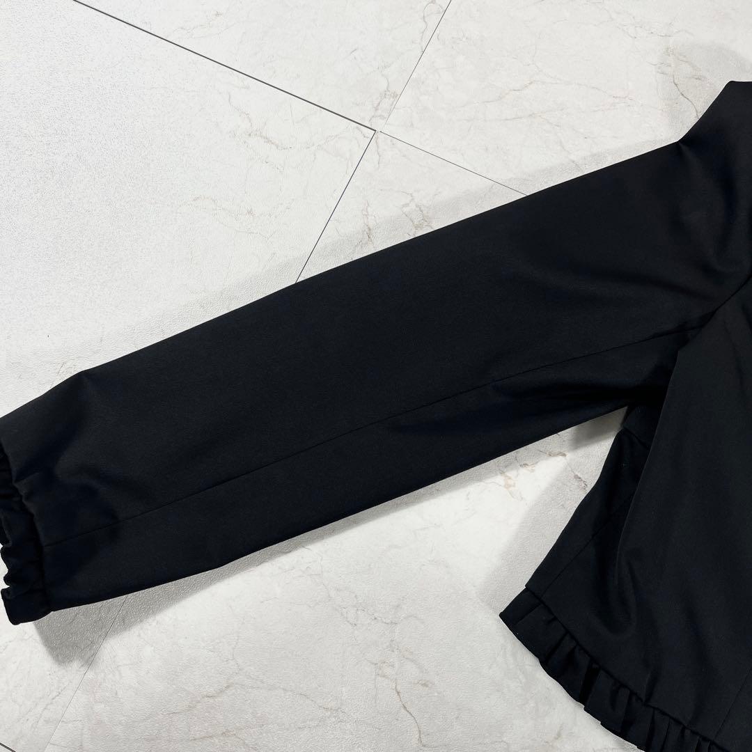 ✨美品 ブラックピースナウ ハート襟フリル リボン ショート丈 ダブルジャケット