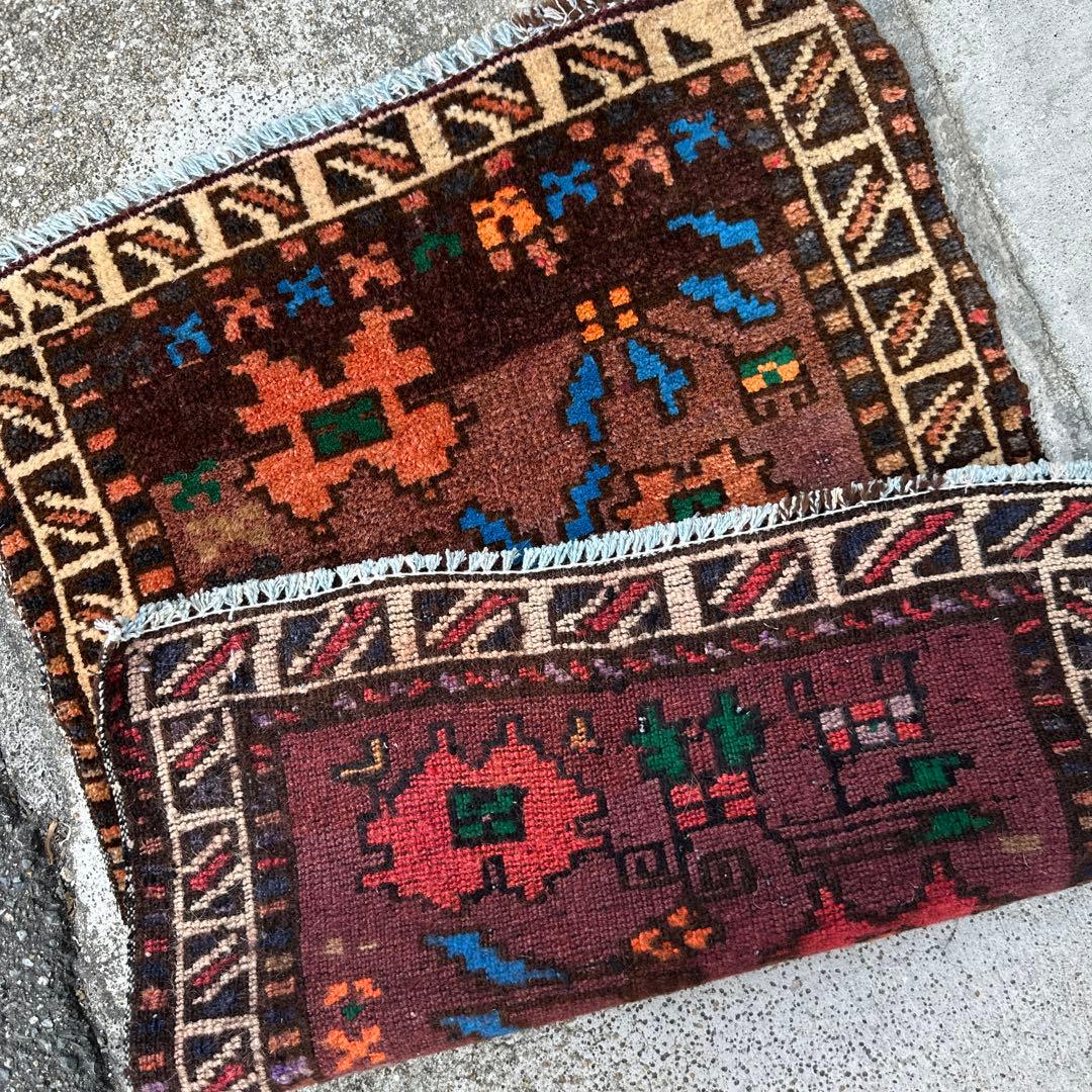 59x44cmトライバルラグ手織り絨毯 ヴィンテージ 手織り絨毯年代トルクメン