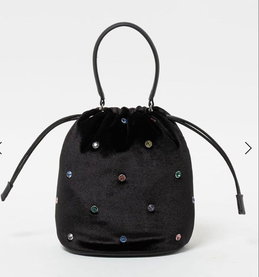 UNITED ARROWS ミックスビジューショルダーバッグ　ブラック