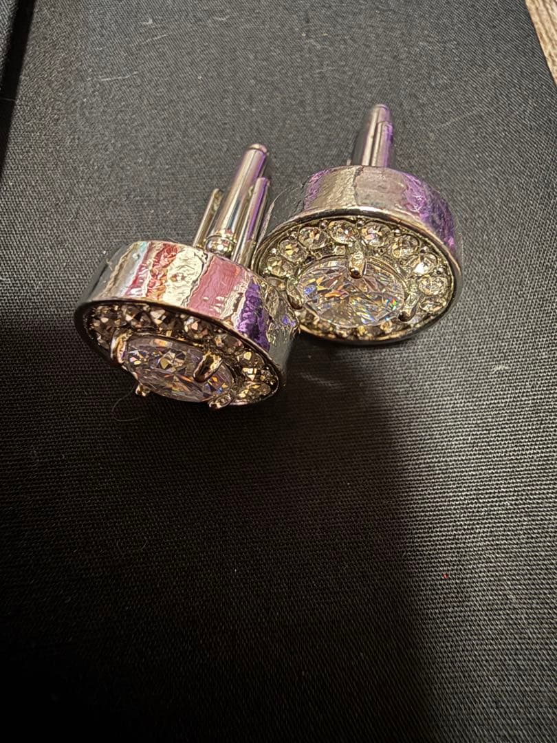 アトリエダーム size9 パープルラメ 襟・カフス黒 綺麗なカフスボタン付